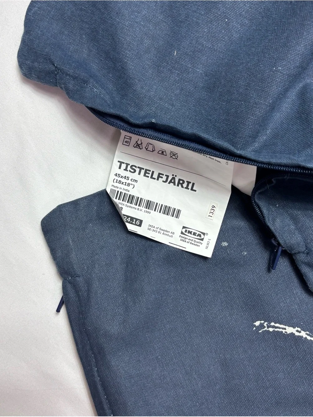 IKEA Navy Pillow Covers with White Beetle Accent - Set of 2